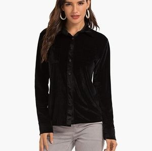 Button down velour/velvet shirt